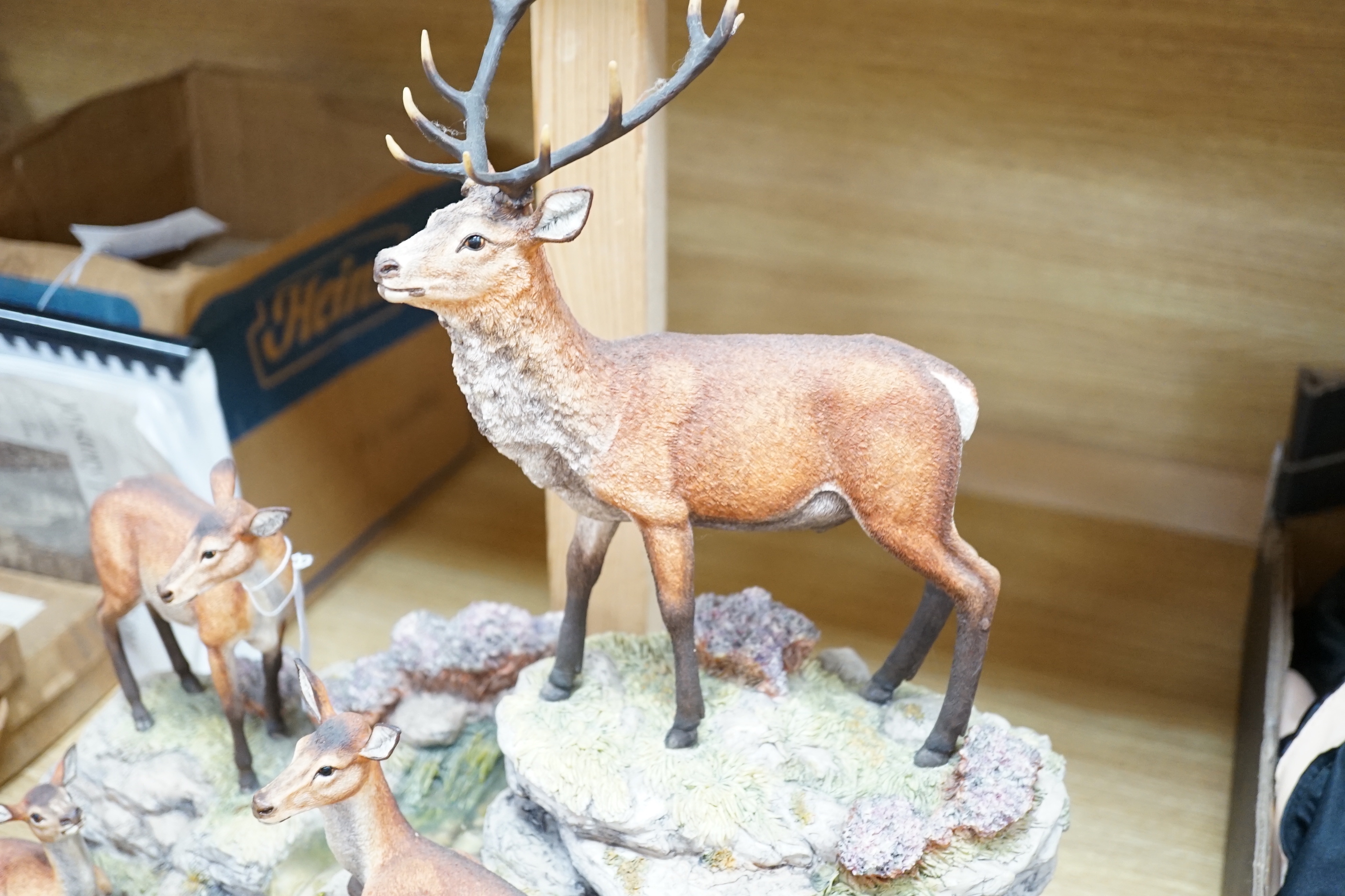 A Border Fine Arts group ‘Monarch of Glen Mhor’, 43cm including stand